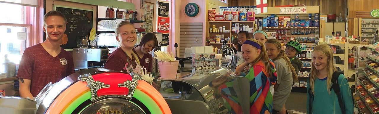 Inside the soda fountain